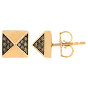 Bids.com 14K Rose Gold 1/4 Cttw Brown Diamond Pyramid Stud Earring (Brown Color, SI1-SI2 Clarity) Earrings
