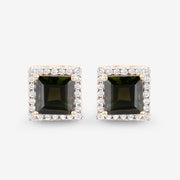 Bids.com 1.55 Carat Genuine Green Tourmaline and White Diamond 14K Yellow Gold Earrings Earrings