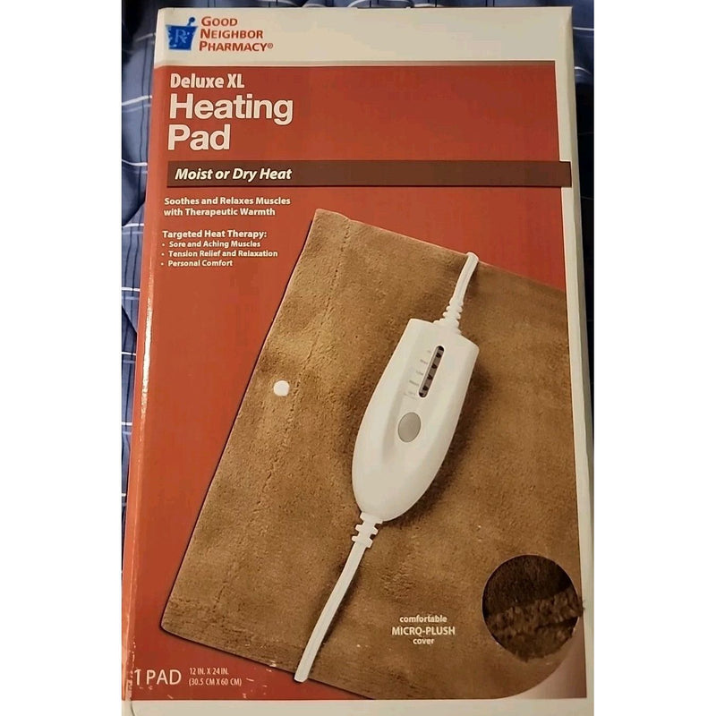 Good Neighbor Good Neighbor Pharmacy Deluxe Heating Pad Moist Or Dry Heat 12" X 24" 4 Levels Hot & Cold Therapies Sienna