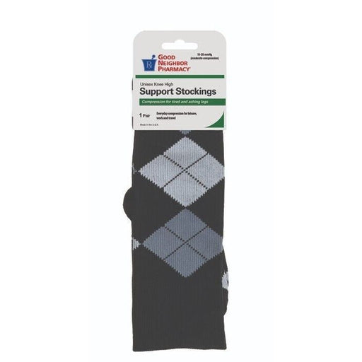 GNP GNP Support Socks 15-20mmHg Compression Unisex Knee High Gray Argyle - Small Plumbing Fittings & Supports