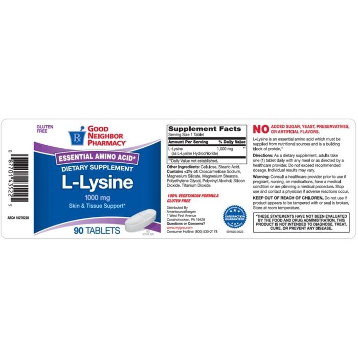 0 Good Neighbor Pharmacy L-Lysine 1000mg Tablets 90ct