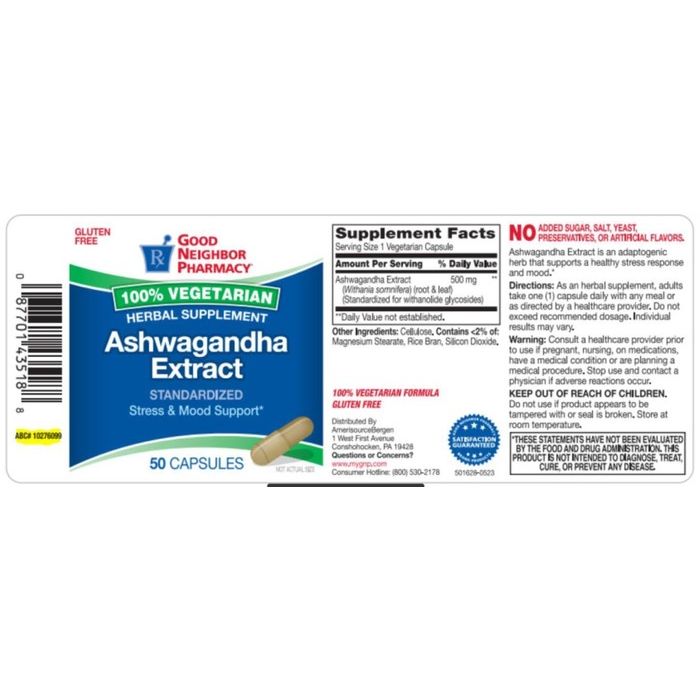 0 Good Neighbor Pharmacy Ashwagandha Extract 500mg Capsules 50ct