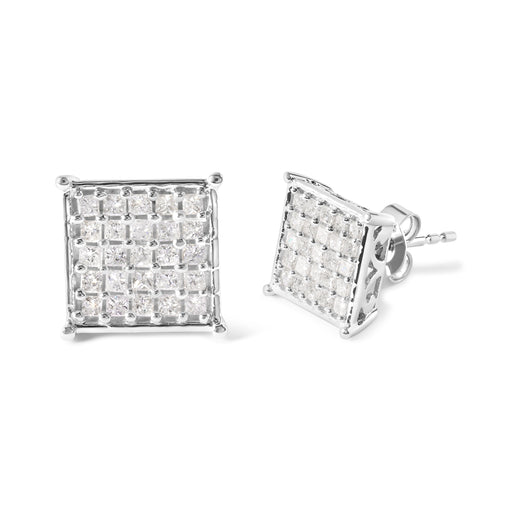 Bids.com 10K White Gold 3/4 Cttw Princess Diamond Composite Stud Earrings (I-J Color, I1-I2 Clarity) Earrings