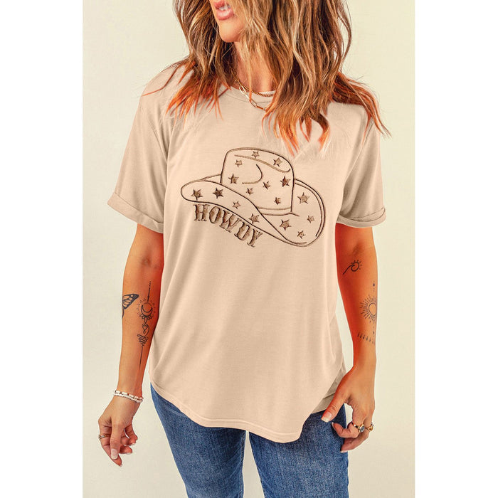 Hat Graphic Round Neck Short Sleeve T-Shirt