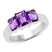 Bids.com 1.95 Carat Genuine Amethyst .925 Sterling Silver Ring Rings