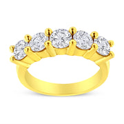 Bids.com 14K Yellow Gold Plated .925 Sterling Silver 2.0 Cttw Shared Prong Set Diamond 5 Stone Wedding Band Ring (J-K Color, I1-I2 Clarity) - Size 7 Rings