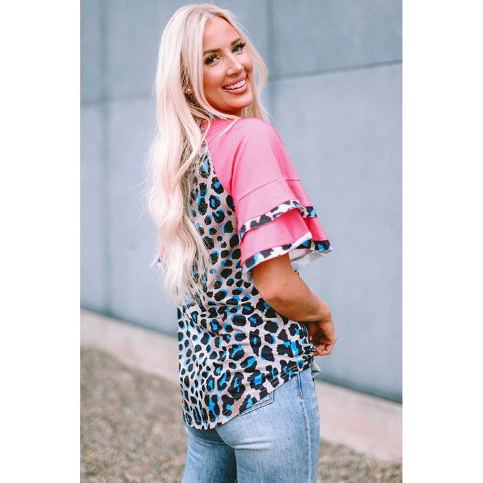 Leopard Round Neck Half Sleeve T-Shirt