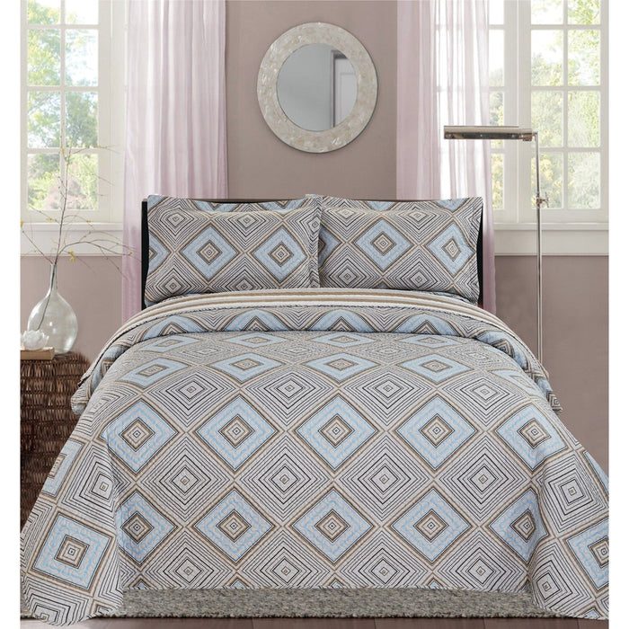 Shopbobbys Premius Solange Diamond Printed Reversible Quilt Set, Gray