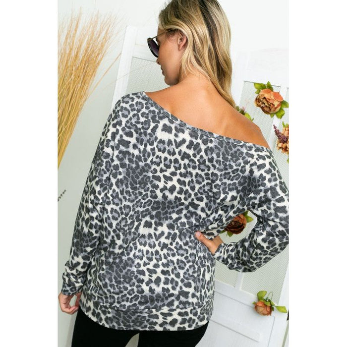 Cheetah One Shoulder Plus Top