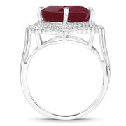 Bids.com 5.86 Carat Glass Filled Ruby and White Topaz .925 Sterling Silver Ring Rings
