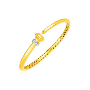Bids.com 14k Yellow Gold Hinged Bangle Bracelet with Diamonds Bracelets
