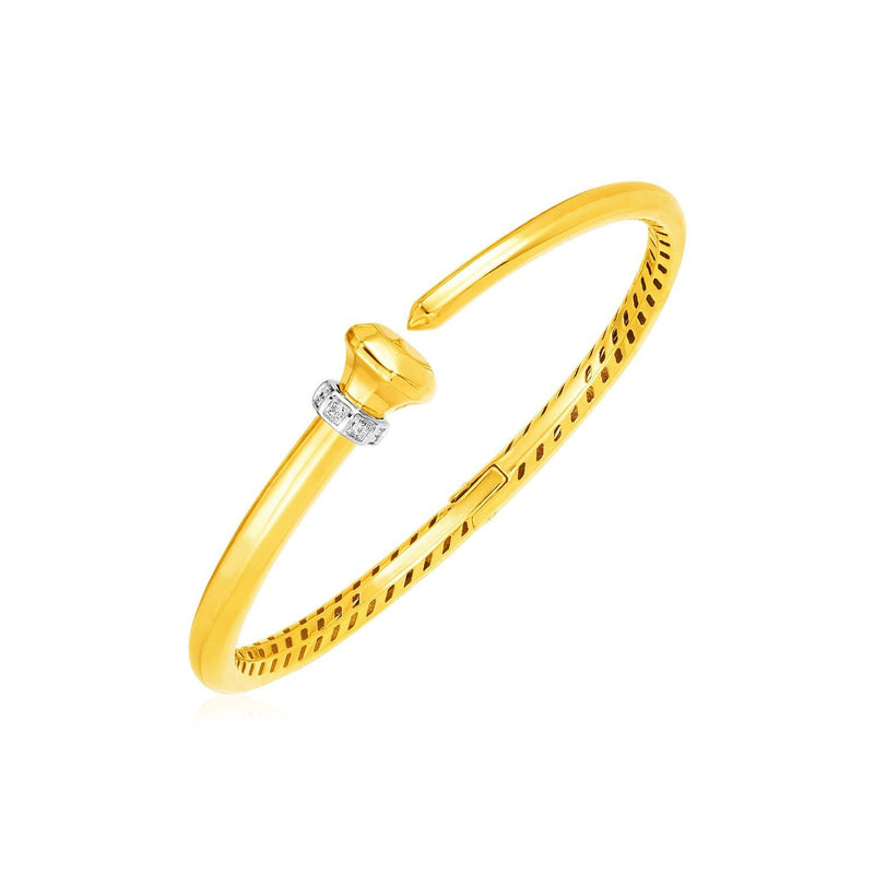 Bids.com 14k Yellow Gold Hinged Bangle Bracelet with Diamonds Bracelets