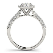 Bids.com 14k White Gold Halo Diamond Engagement Ring with Pave Band (1 1/3 cttw) Rings