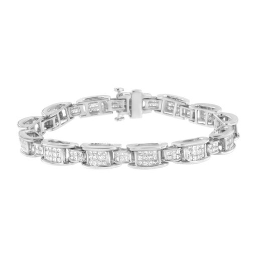Bids.com 14K White Gold 5.0 Cttw Princess Cut Diamond Invisible Set Alternating Size D Shaped Links Tennis Bracelet (H-I Color, SI2-I1 Clarity) - 7â€ Bracelets