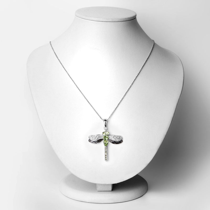 Bids.com 1.98 Carat Genuine Peridot and White Topaz .925 Sterling Silver Pendant Pendants