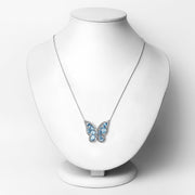 Bids.com 5.54 Carat Genuine Swiss Blue Topaz .925 Sterling Silver Necklace Necklaces