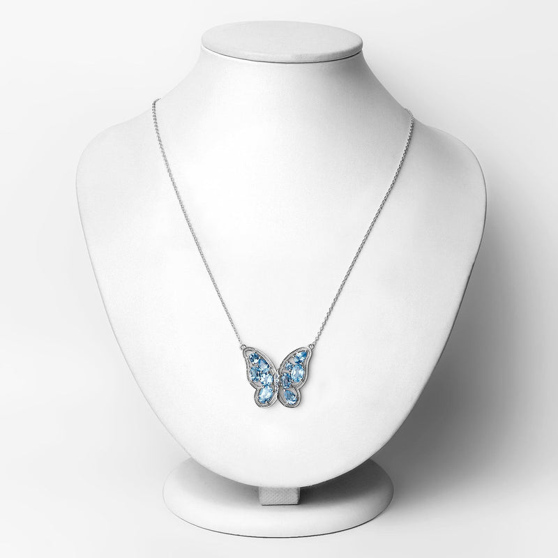 Bids.com 5.54 Carat Genuine Swiss Blue Topaz .925 Sterling Silver Necklace Necklaces