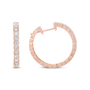 Bids.com 18K Rose Gold 1 Cttw Round Bezel-Set Diamond Hoop Earrings (F-G Color, VS1-VS2 Clarity) Earrings