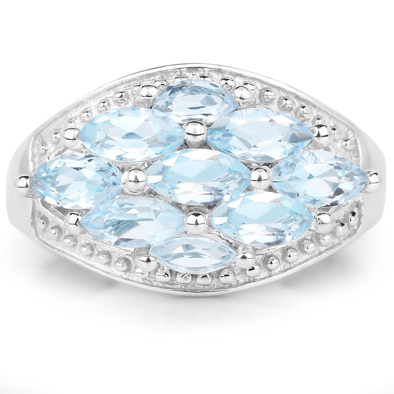 Bids.com 2.50 Carat Genuine  Blue Topaz .925 Sterling Silver Ring Rings