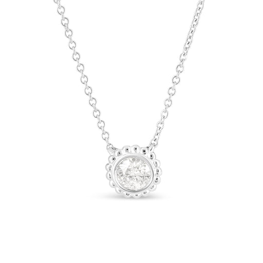 Bids.com 10K White Gold 1/2 Cttw Bezel Set Round Diamond Sunflower Finish 18" Pendant Necklace (I-J Color, I1-I2 Clarity) Necklaces