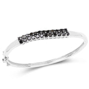 Bids.com 3.53 Carat Genuine Black Diamond .925 Sterling Silver Bangle Bracelets