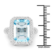 Bids.com 9.25 Carat Genuine Blue Topaz .925 Sterling Silver Ring Rings