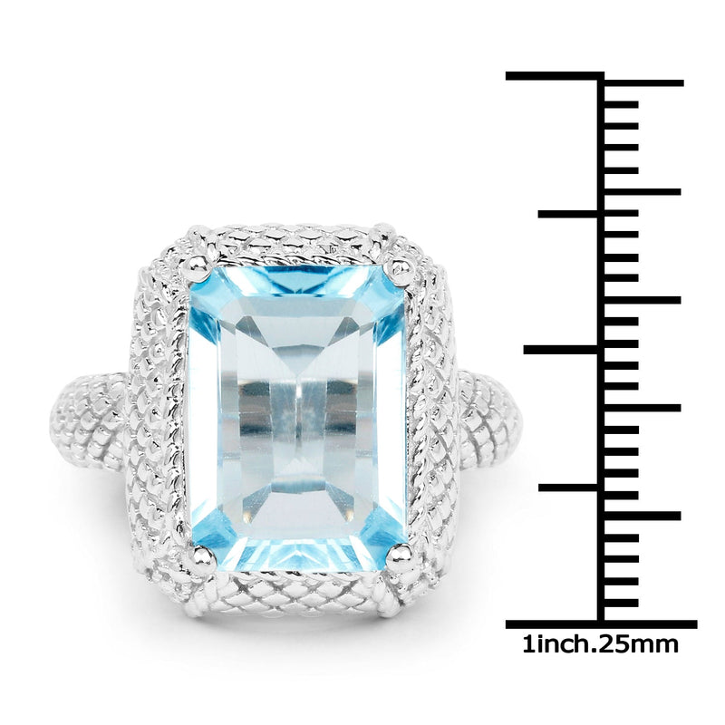 Bids.com 9.25 Carat Genuine Blue Topaz .925 Sterling Silver Ring Rings