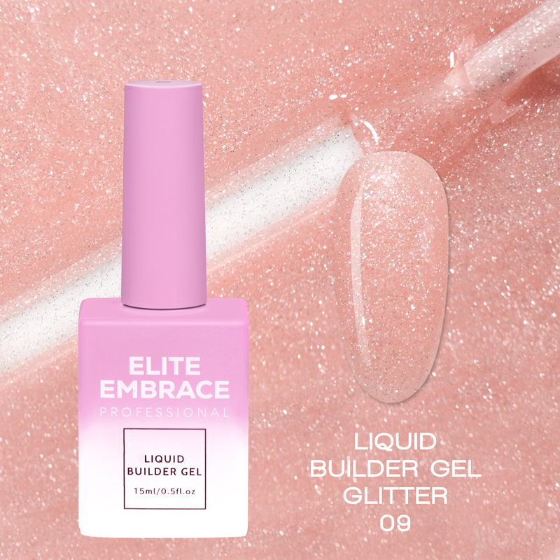 nbmsupply ELITE EMBRACE Professional Liquid Builder Gel Glitter 09 15ml ELBGG0915