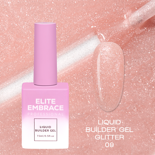 nbmsupply ELITE EMBRACE Professional Liquid Builder Gel Glitter 09 15ml ELBGG0915