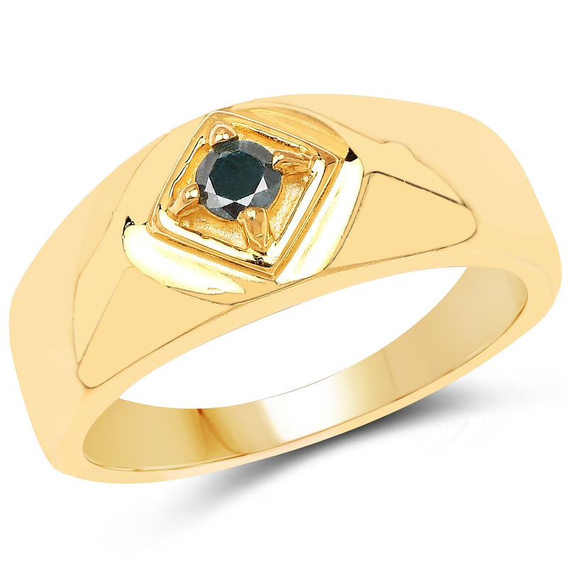 Bids.com 0.12 Carat Genuine Blue Diamond .925 Sterling Silver Ring Rings
