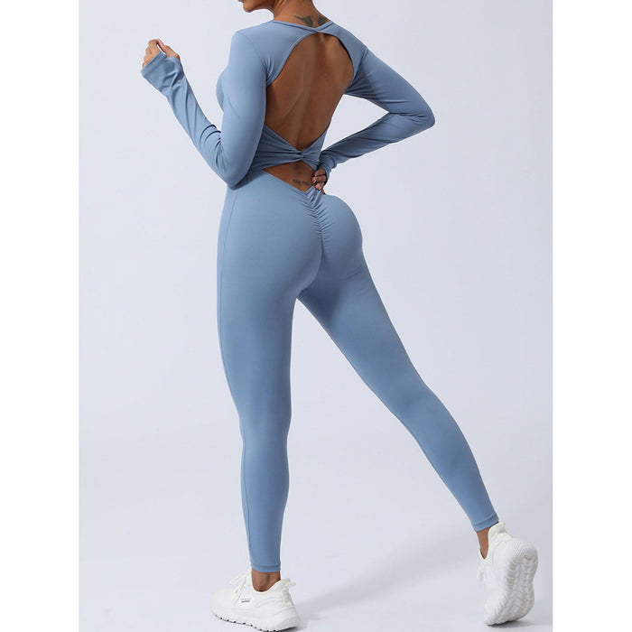 Twisted Backless Long Sleeve Jumpsuit