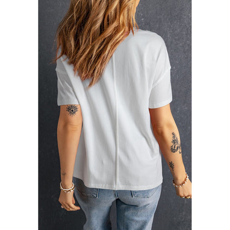 Star Round Neck Short Sleeve T-Shirt