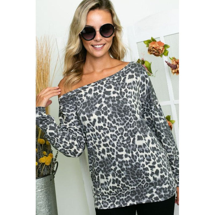 Cheetah One Shoulder Plus Top