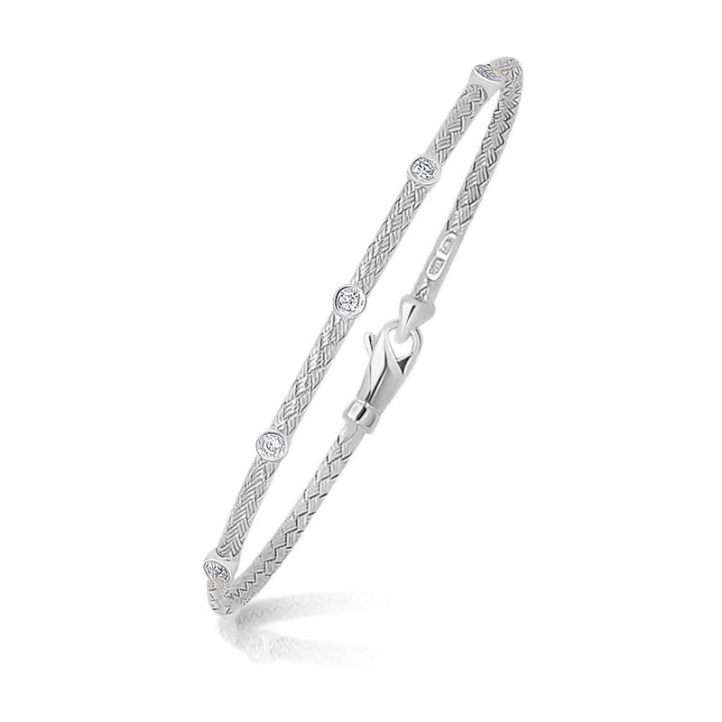 Bids.com 14k White Gold Diamond Accent Station Basket Weave Bracelet Bracelets