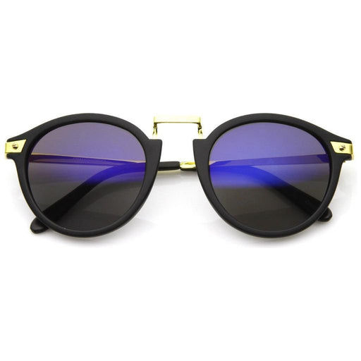 zeroUV Vintage Steampunk Inspired Round Horned Rim Frame Sunglasses 8591 Sunglasses