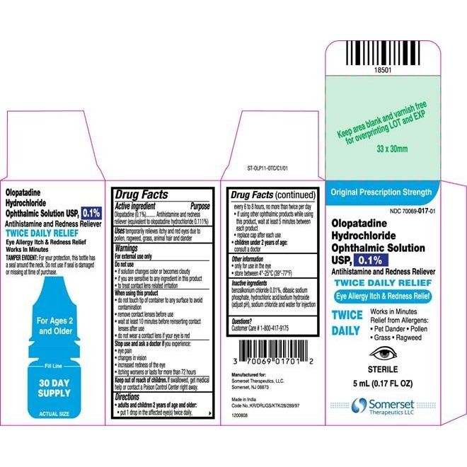 SOMERSET PHARMA LLC Olopatadine 0.1% Ophthalmic Solution Bubble Blowing Solution