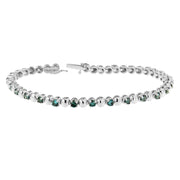 Bids.com 14K White Gold Round-Cut Blue Diamonds Bracelet (3.00 cttw, Blue Color, Clarity) Bracelets