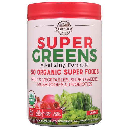 Country Farms Country Farms Super Greens 50 Organic Super Foods Powder Berry  10.6 Oz Vitamins & Supplements