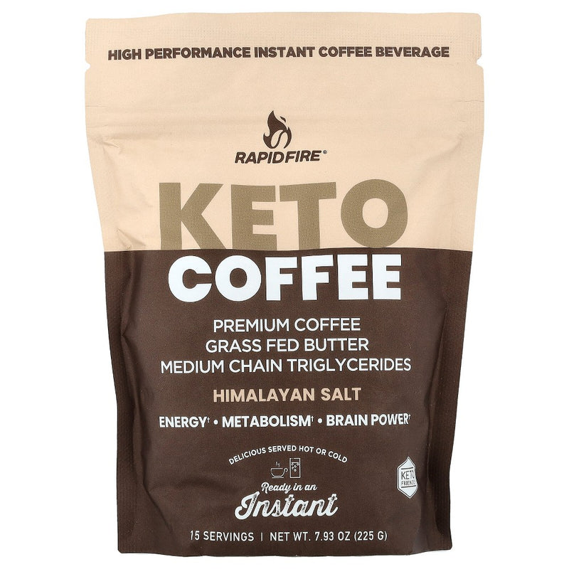 RapidFire RapidFire Ketogenic High Performance Instant Coffee Mix, Supports Energy And Metabolism, 15 Servings, Brown, 7.93 Ounce Coffee