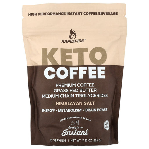 RapidFire RapidFire Ketogenic High Performance Instant Coffee Mix, Supports Energy And Metabolism, 15 Servings, Brown, 7.93 Ounce Coffee
