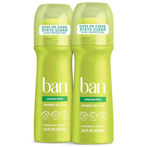 Ban Ban Roll-On Antiperspirant Deodorant, Unscented 3.5 Oz Deodorant