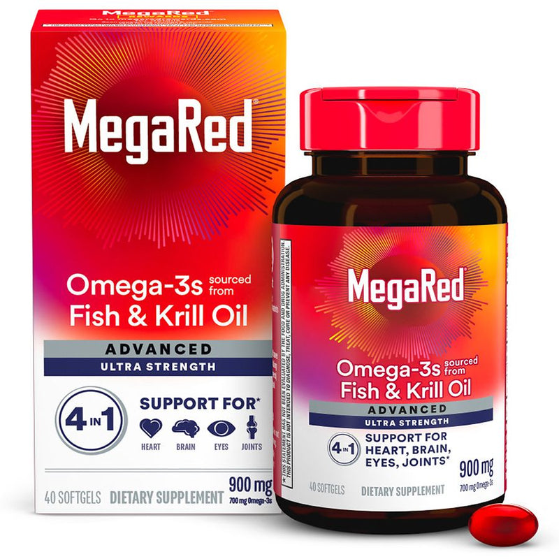 MegaRed MegaRed Advanced 4in1 500mg Omega-3 Fish + Krill Oil Supplement Softgel Vitamins & Supplements