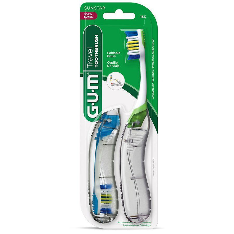 Gum Gum Folding Travel Toothbrush, Soft Assorted Toothbrushes Gray