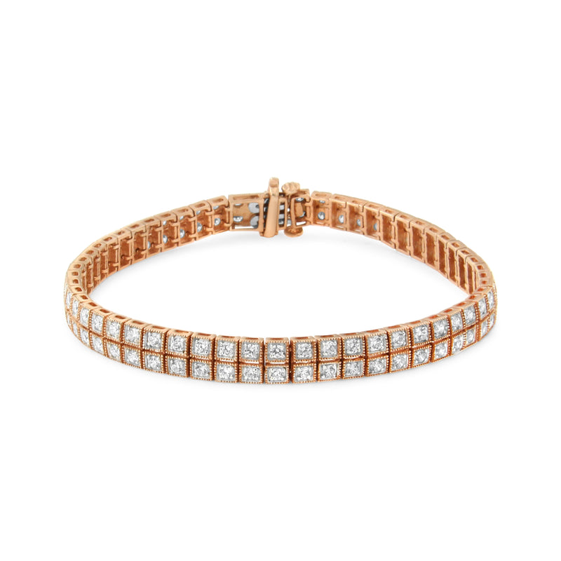 Bids.com 14K Rose Gold 3.0 Cttw Lab Grown Diamond Two Row Milgrain 7" Inch Tennis Bracelet (G-H Color, VS2-SI1 Clarity) Bracelets