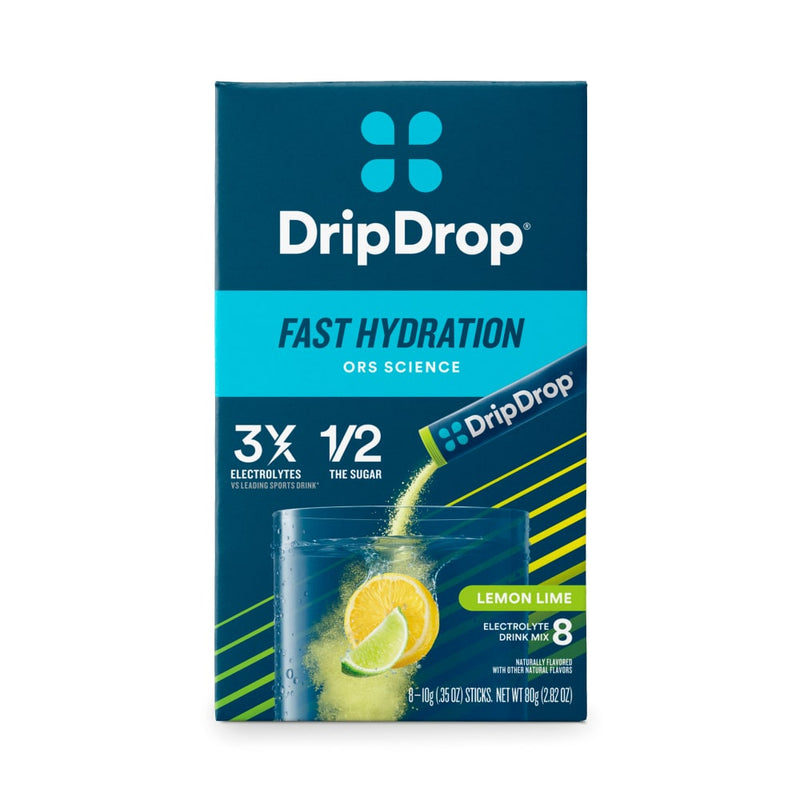Drip Drop DripDrop Hydration Powder Vegan   Lemon Lime 8Ct Powdered Beverage Mixes