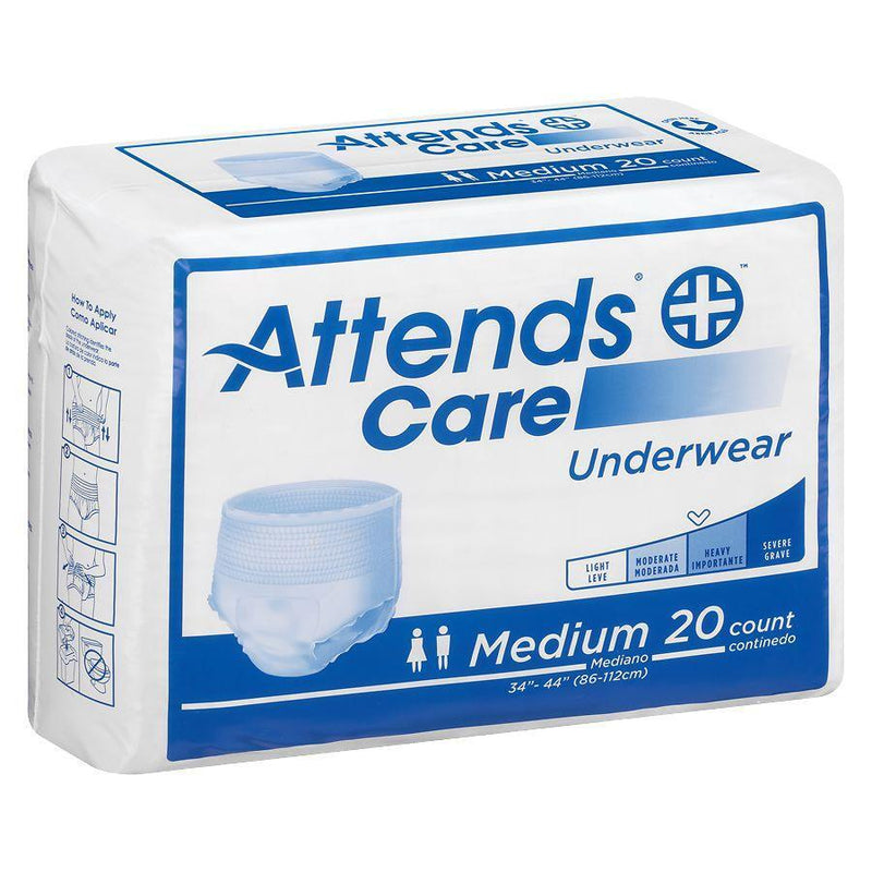 Attends Attends Care Underwear - Medium, Moderate Absorbency (80 Count / 4 Packs of 20) Incontinence Aids