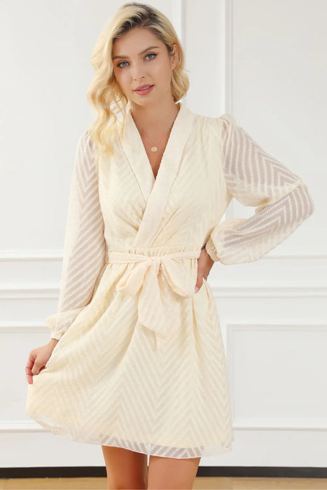 Surplice Long Sleeve Mini Dress