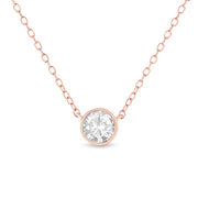 Bids.com .925 Sterling Silver 1/2 Cttw Diamond Bezel 18" Pendant Necklace (I-J Color, I2-I3 Clarity) Necklaces