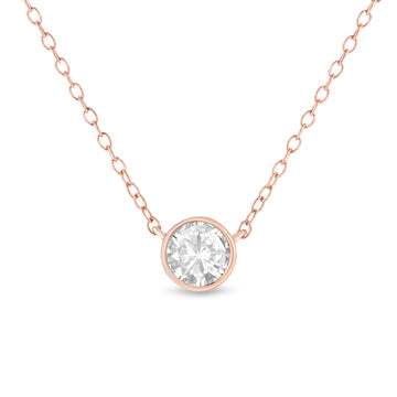 Bids.com .925 Sterling Silver 1/2 Cttw Diamond Bezel 18" Pendant Necklace (I-J Color, I2-I3 Clarity) Necklaces