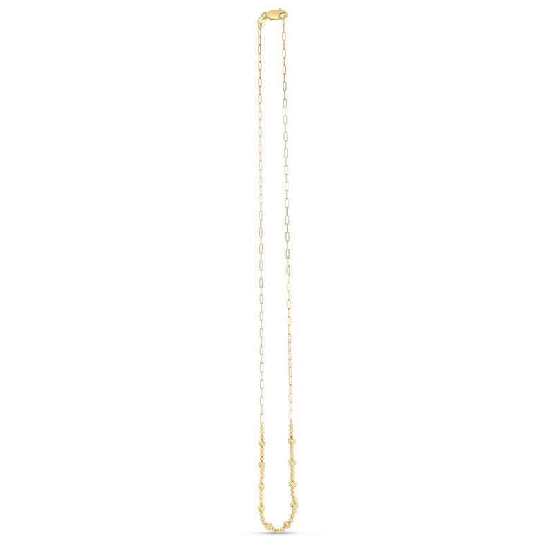 Bids.com 14k Yellow Gold Bead Paperclip Necklace Necklaces